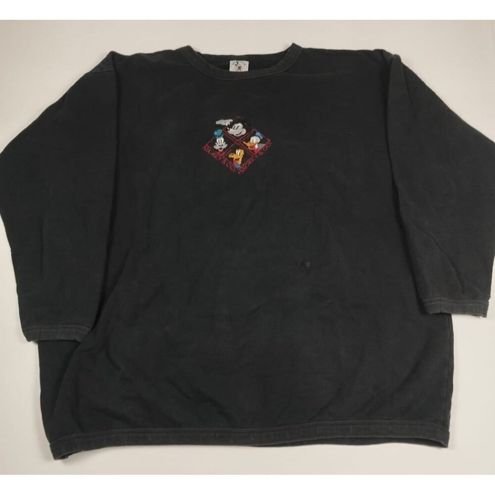 Disney Mickey Mouse Men XL Grey Graphic Pullover Sweatshirt Crewneck Retro